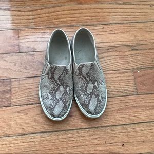 Faux snake skin slip ons